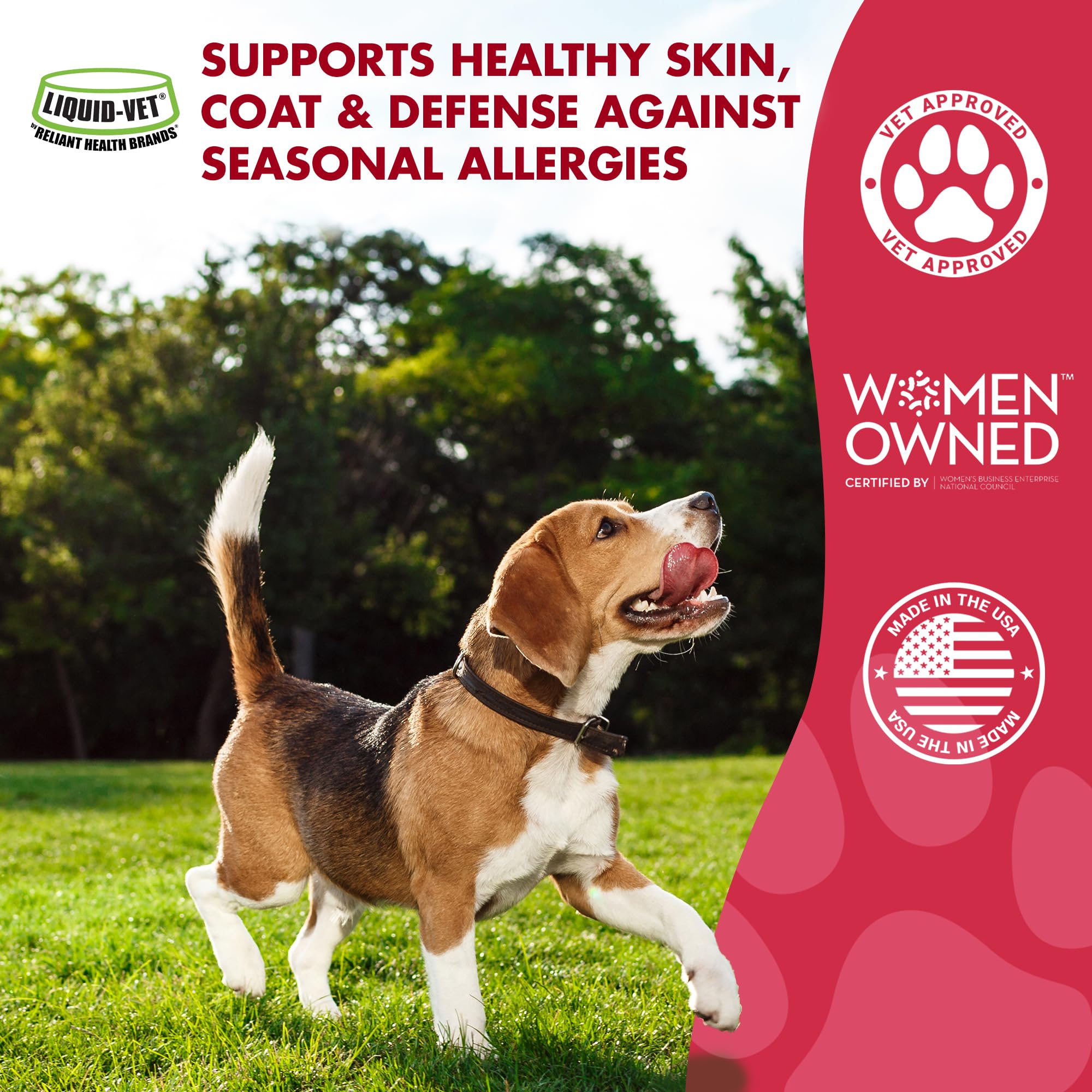 LIQUID-VET K9 Itch & Allergy chicken skin closeup highlights gentle soothing formula.
