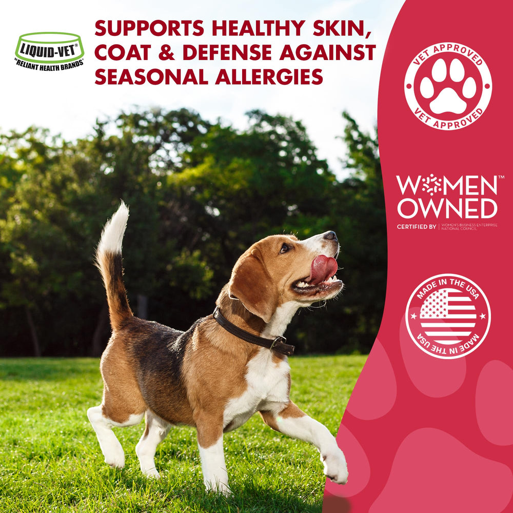 LIQUID-VET K9 Itch & Allergy chicken skin closeup highlights gentle soothing formula.