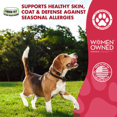 LIQUID-VET K9 Itch & Allergy chicken skin closeup highlights gentle soothing formula.