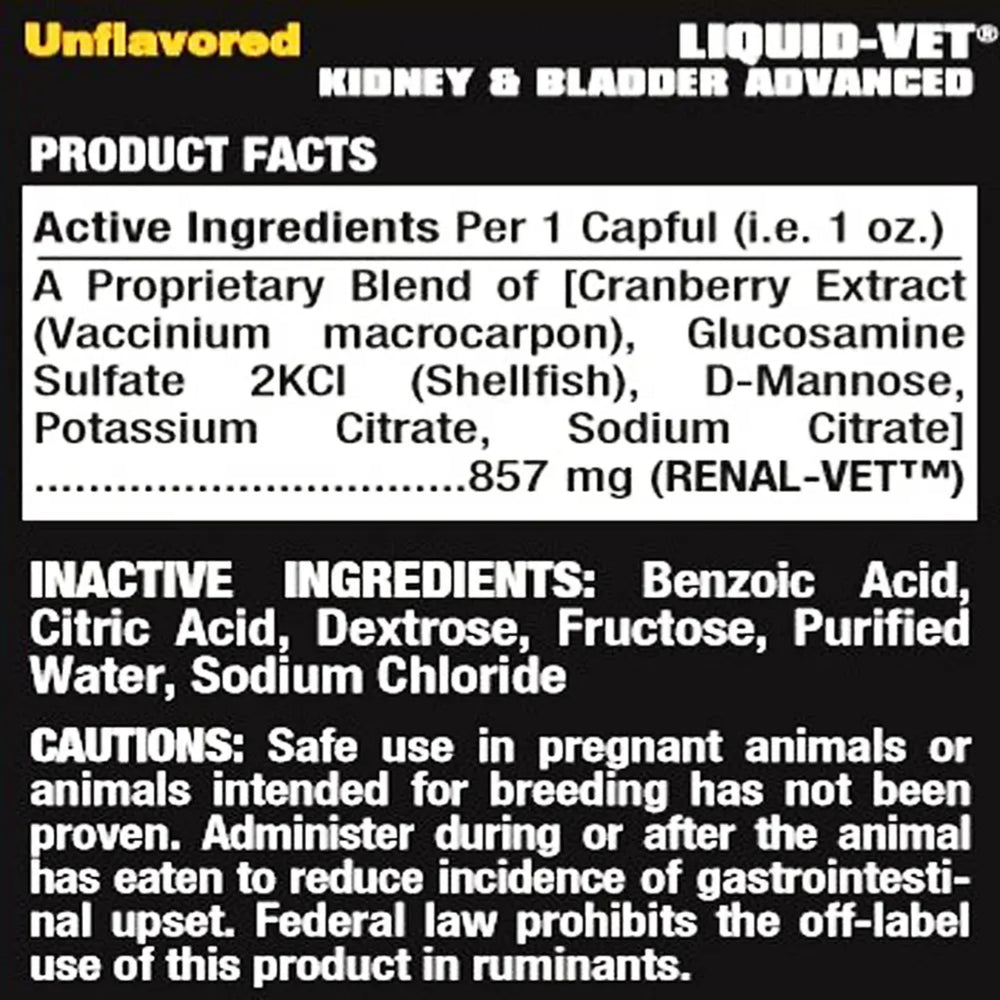 Liquid Vet USA-made formula, batch-tested for consistent kidney and bladder support