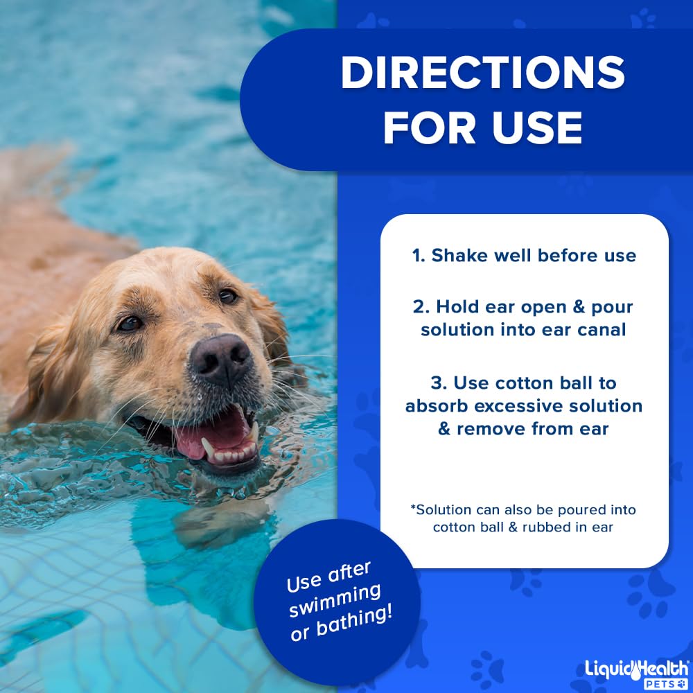 LIQUIDHEALTH K9 Ear Cleaner after swimming promotes dry ears