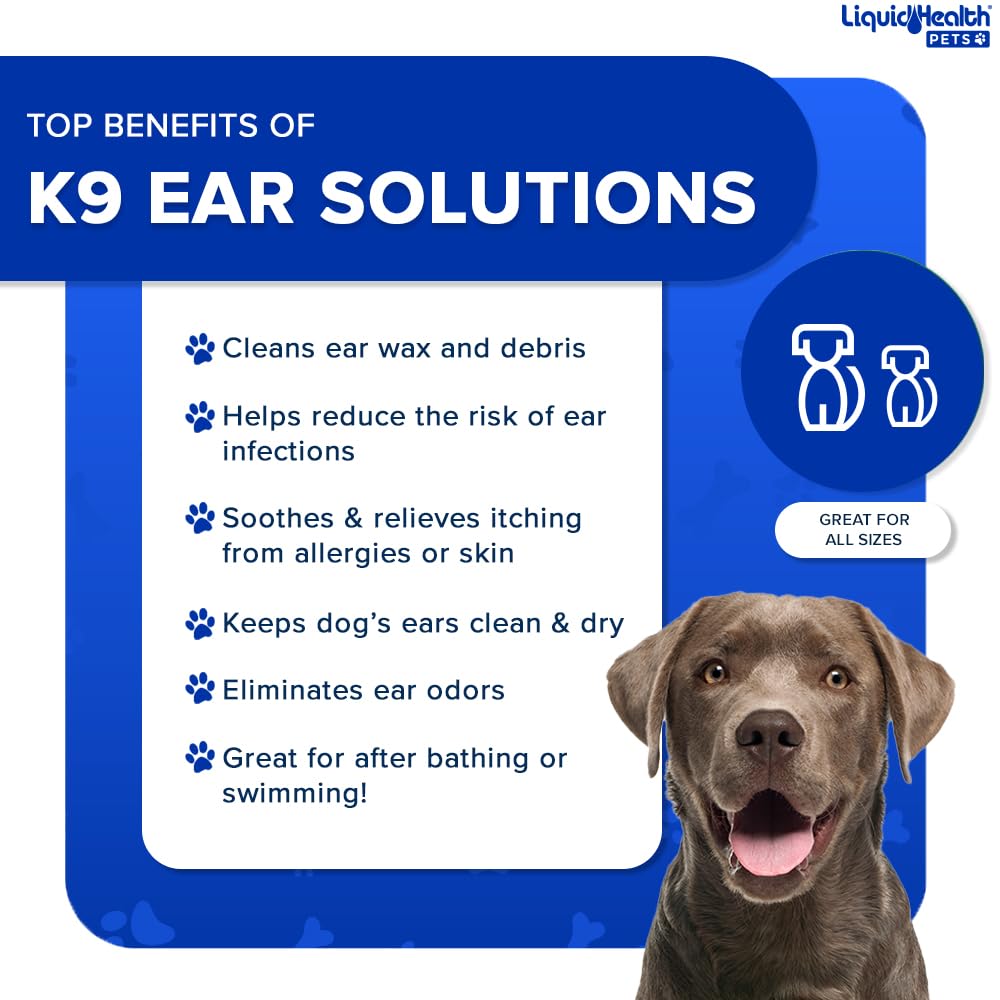 LIQUIDHEALTH K9 Ear Cleaner used with cotton ball for hygiene