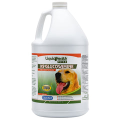 LIQUIDHEALTH K9 Glucosamine bottle 1 gallon supports joint mobility.