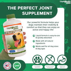 LIQUIDHEALTH K9 Glucosamine label highlights key joint-support ingredients.