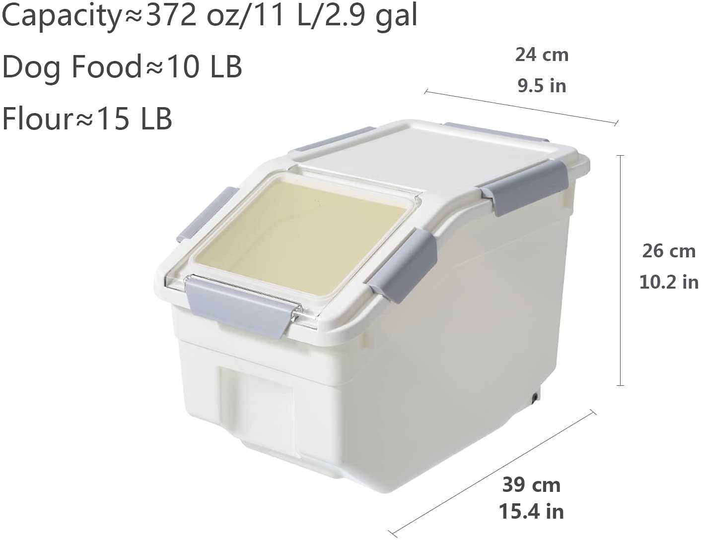 LISM oblique-door opening for easy scooping and quick access.