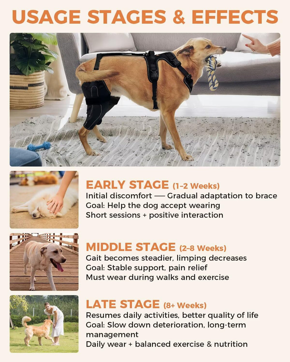 LisPOO dog knee brace soft fabric touch promotes gentle skin contact and comfort.