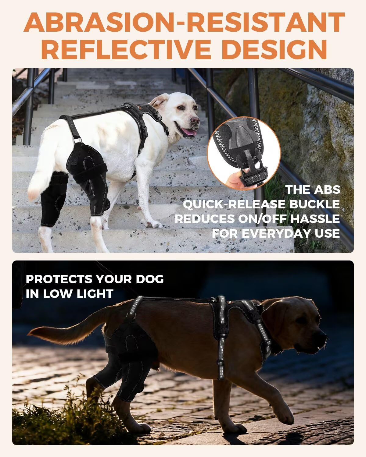 LisPOO dog knee brace strap closure close-up emphasizes easy adjustability and secure fit.