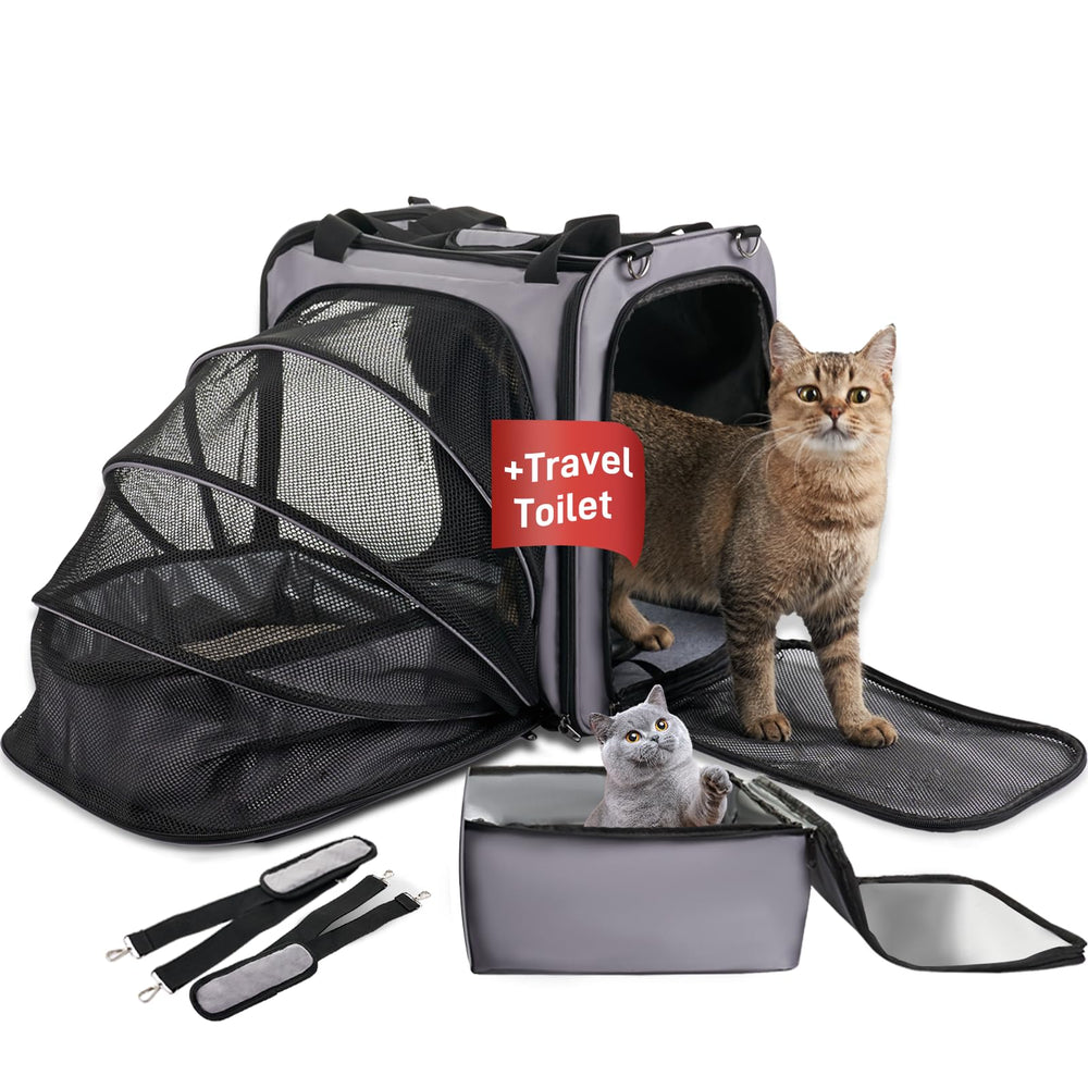 LitaiL cat carrier expands for extra room on road trips and long flights.