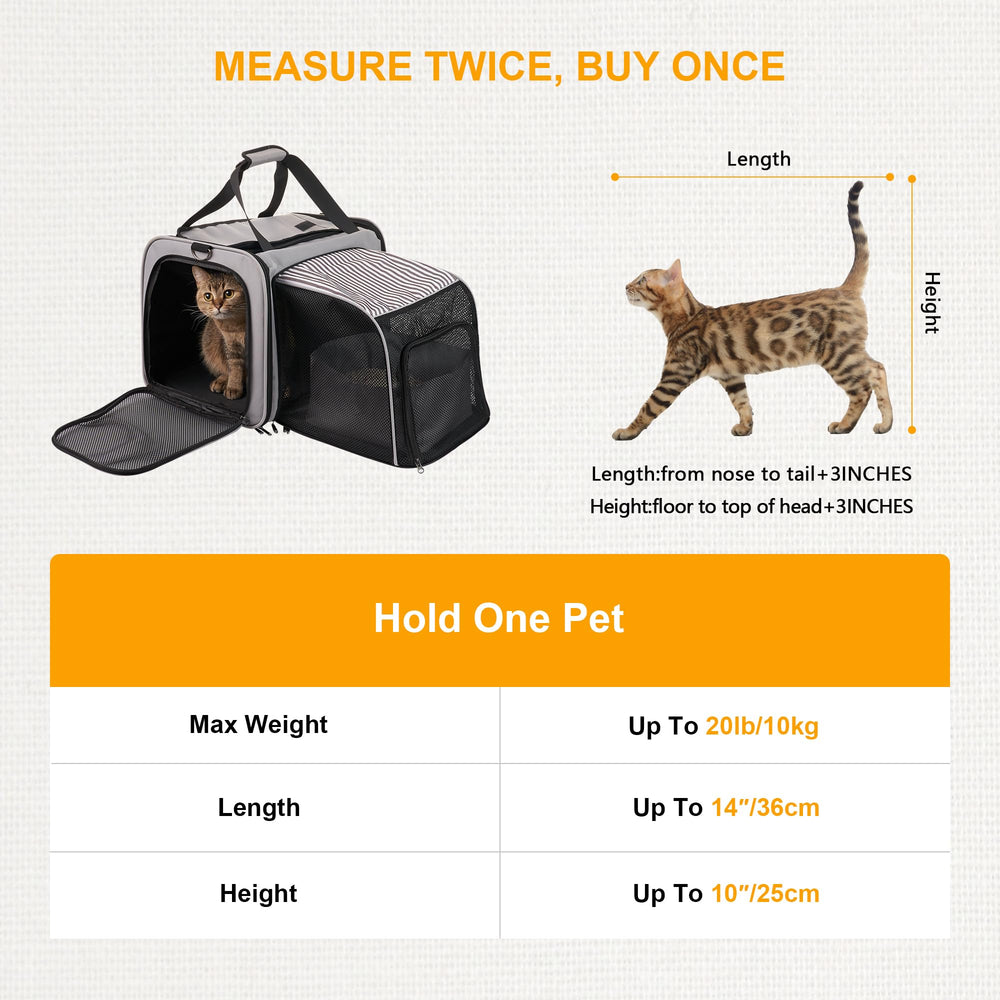 LitaiL cat carrier four entrances highlights easy entry and litter-removal during travel