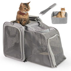 LitaiL cat carrier litter box open shows spacious lounge area for travel