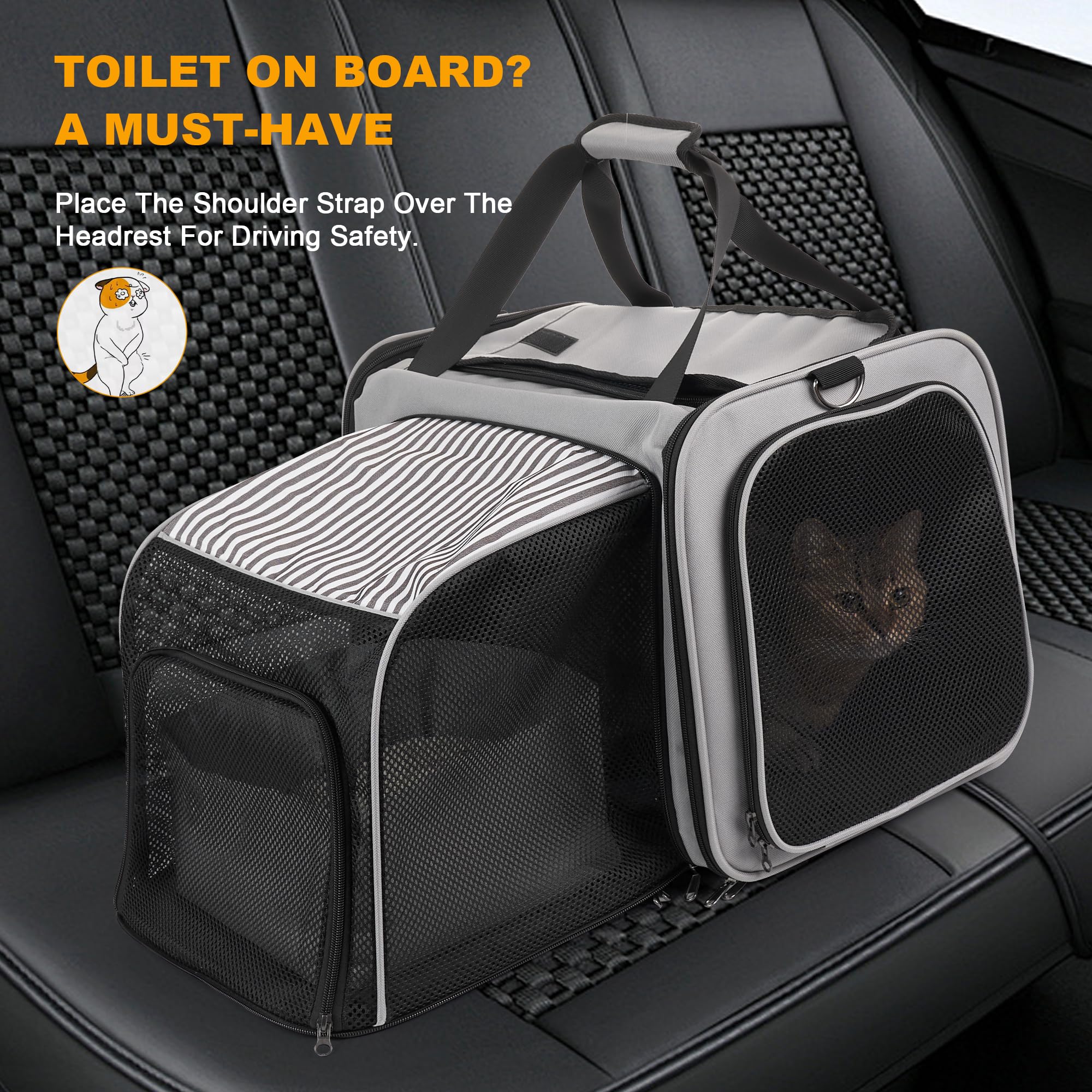 LitaiL cat carrier panoramic window offers visibility and natural light for a calmer trip