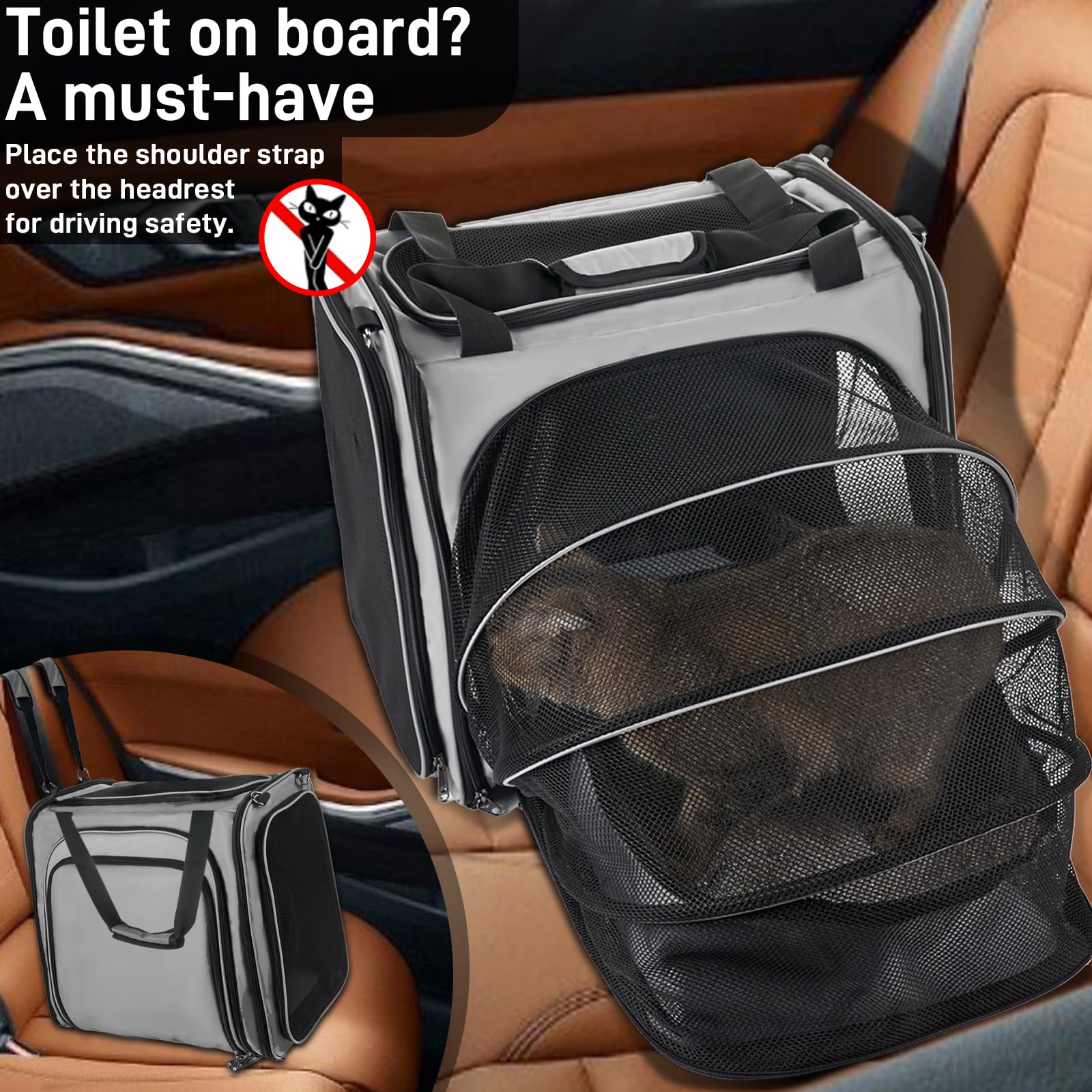 LitaiL cat carrier panoramic window provides external view for engagement.