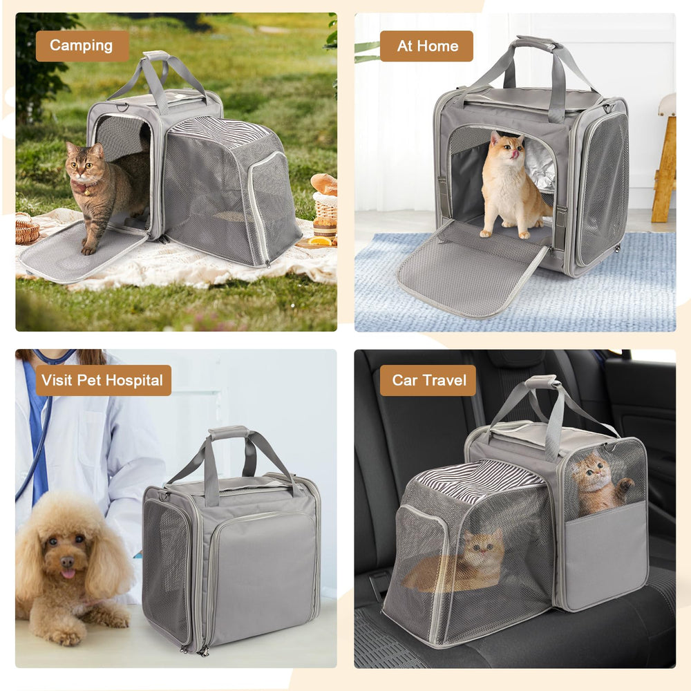 LitaiL cat carrier side entrance facilitates easy entry and litter tray removal