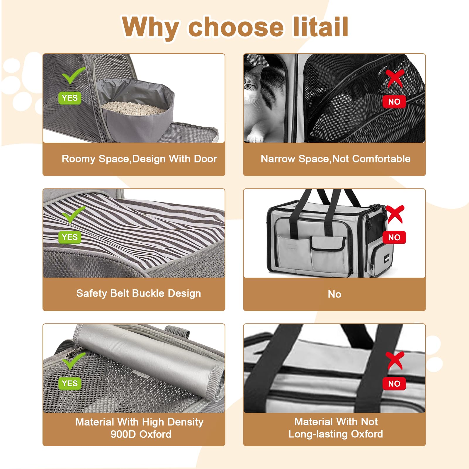 LitaiL cat carrier top entrance enables quick access during transit
