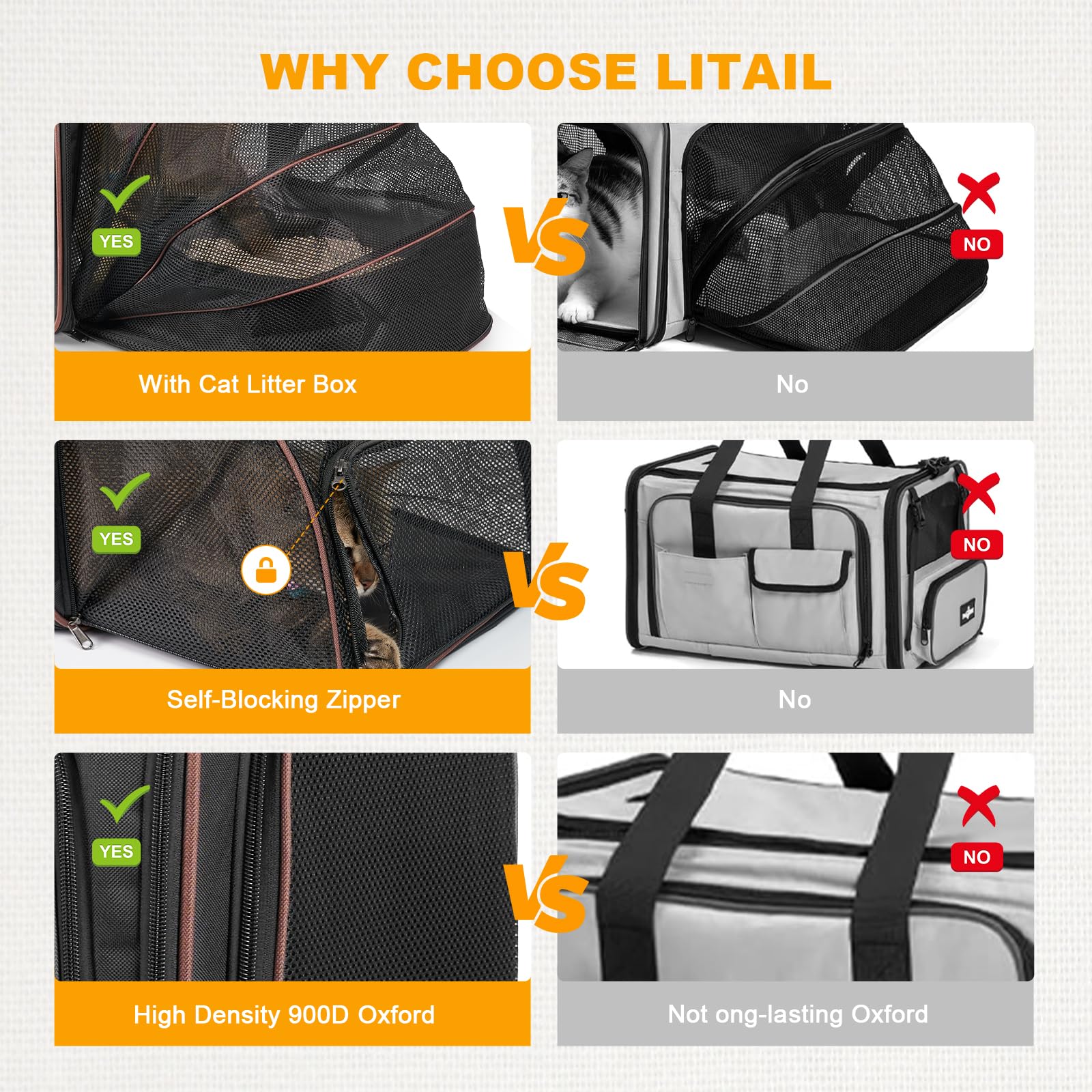 LitaiL black cat carrier blends stylish design with practical travel features.