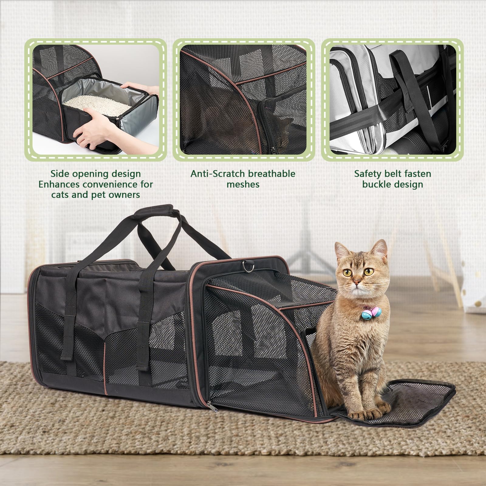 LitaiL cat travel carrier breathable fabrics ensure good airflow.