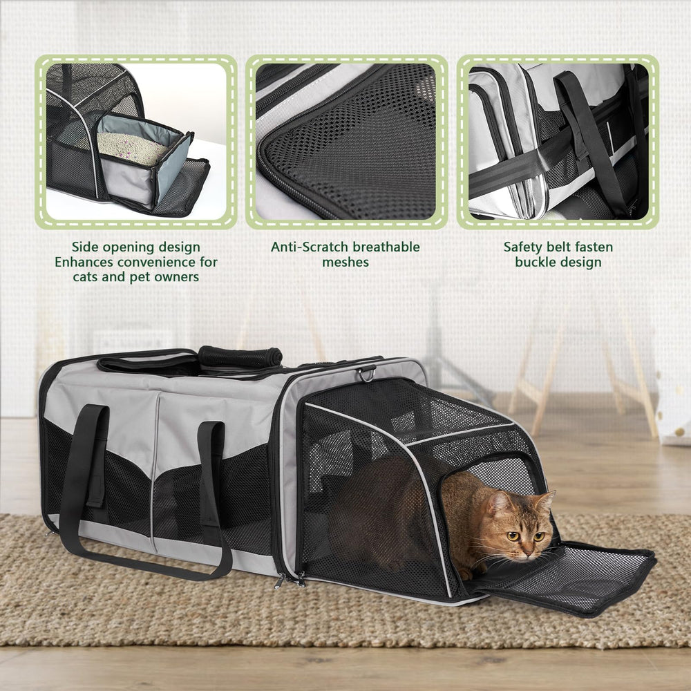 LitaiL cat travel carrier center divider removed for one larger cat or two small pets