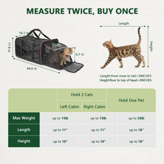 LitaiL cat travel carrier center divider shows easy two-pet setup option.