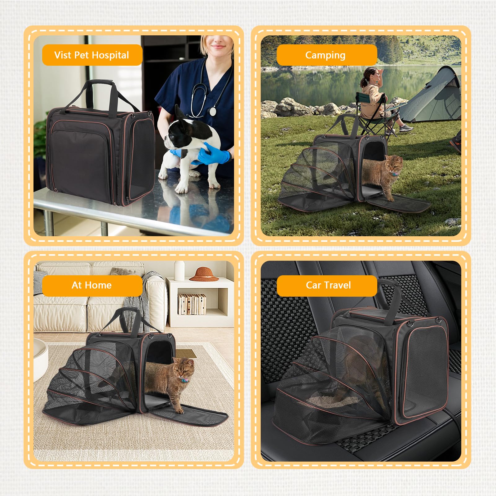 LitaiL carrier dimensions accommodate pets up to 20 lb with room to move.