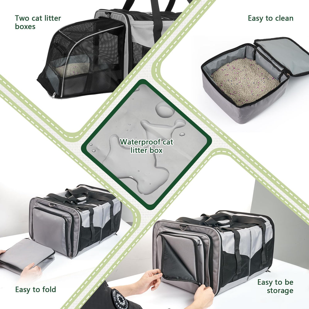 LitaiL cat travel carrier foldable toilet inside supports convenient on-the-road relief