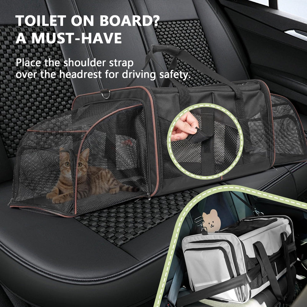 LitaiL cat travel carrier two-top openings enable quick access.