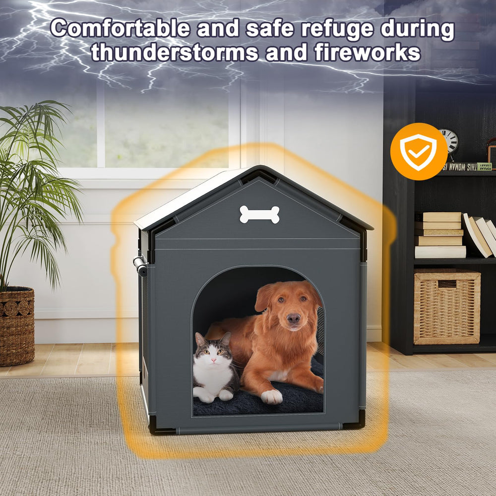 LitaiL dog house side curtains offer privacy during storms