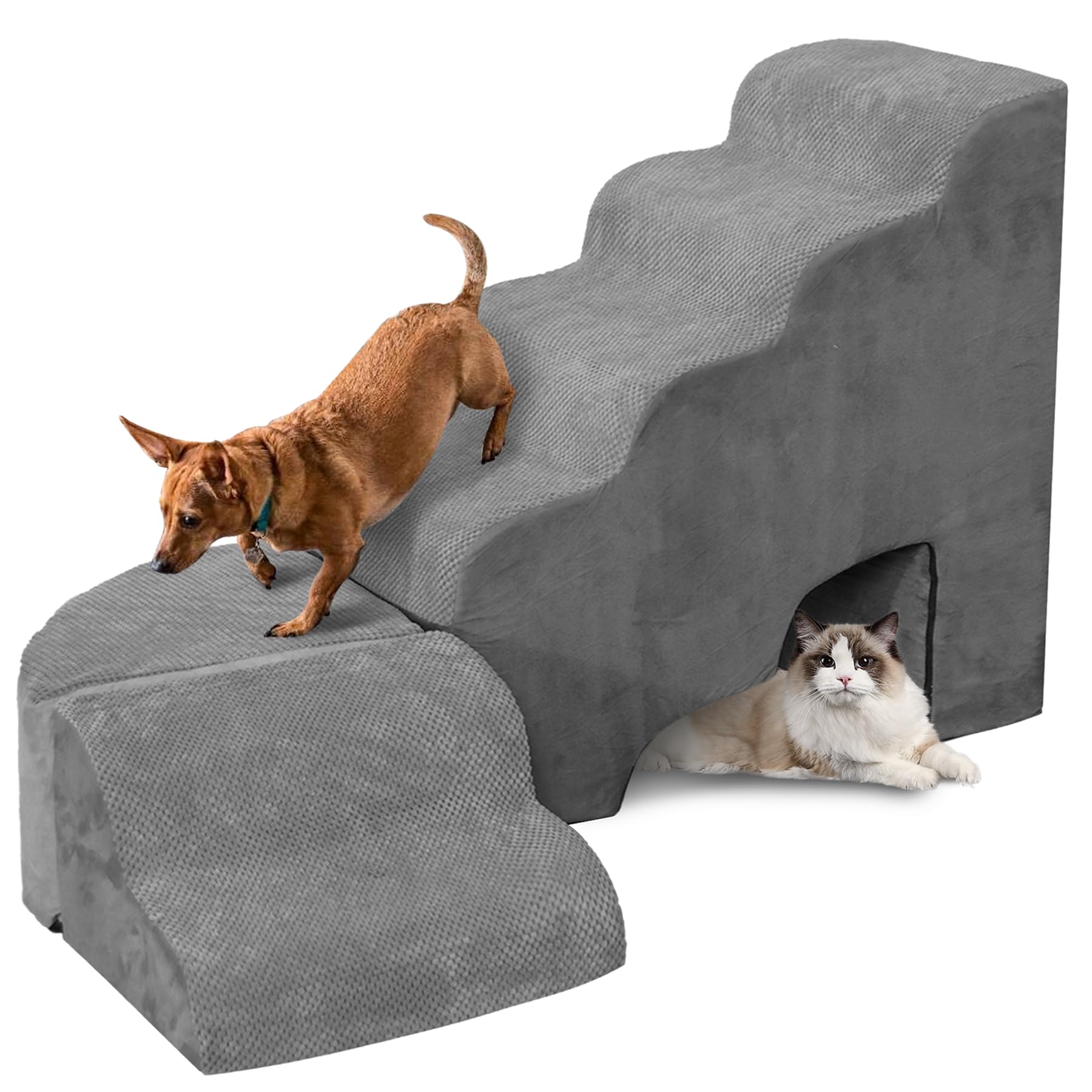 LitaiL dog stairs bedside use with tunnel offers playful space for pets