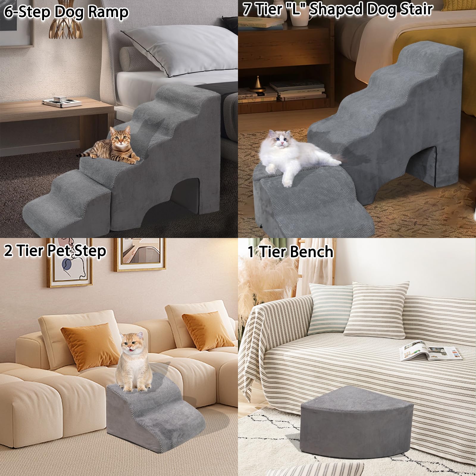 LitaiL dog stairs non-slip bottom with silicone grip prevents slips on floors
