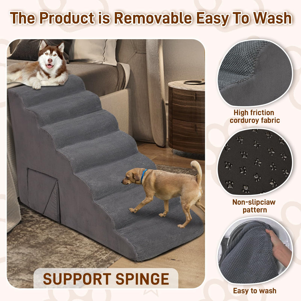 LitaiL dog stairs gift includes pet hair removal tool for sofas and beds