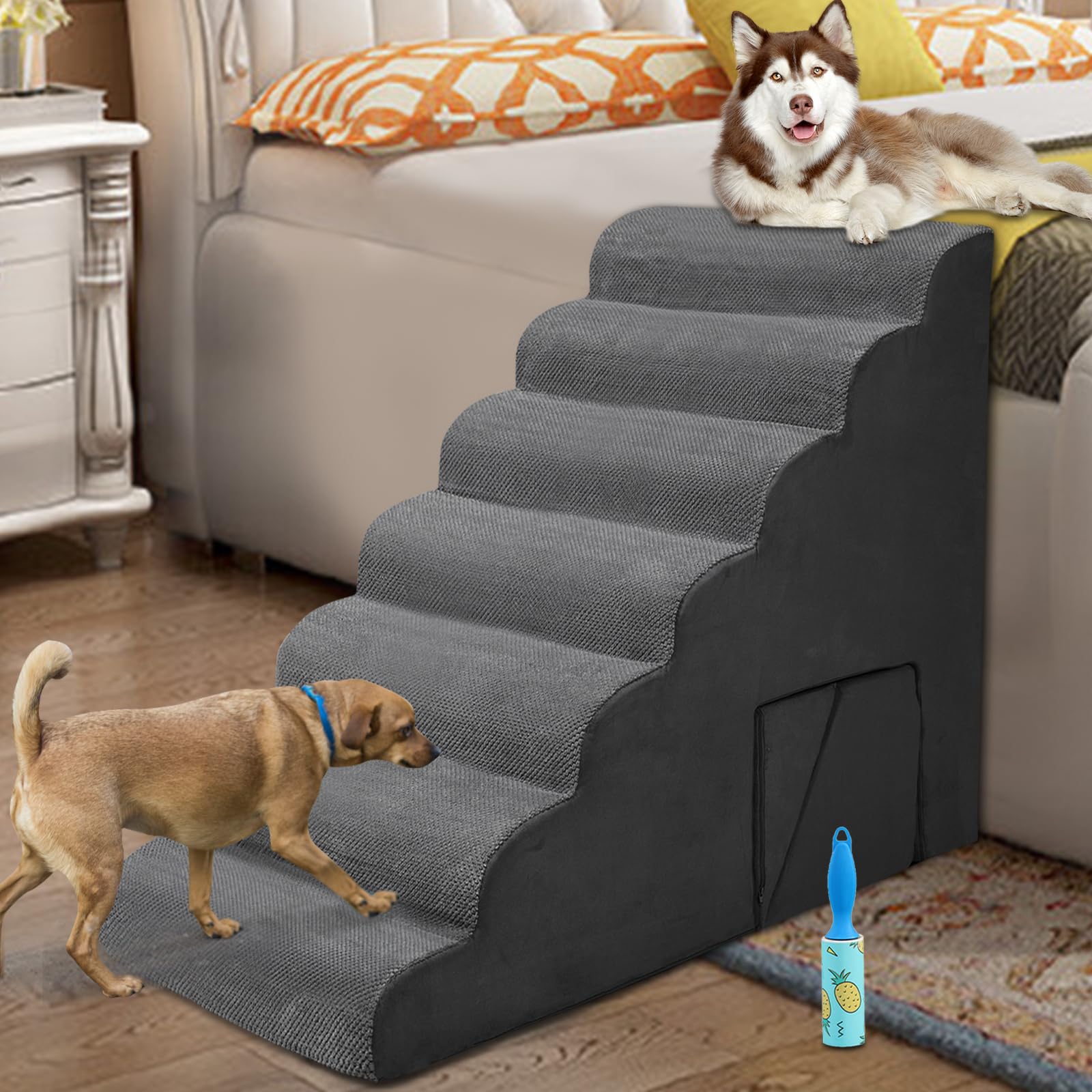LitaiL seven-tier 33in bed steps provide stable high-bed access for large dogs