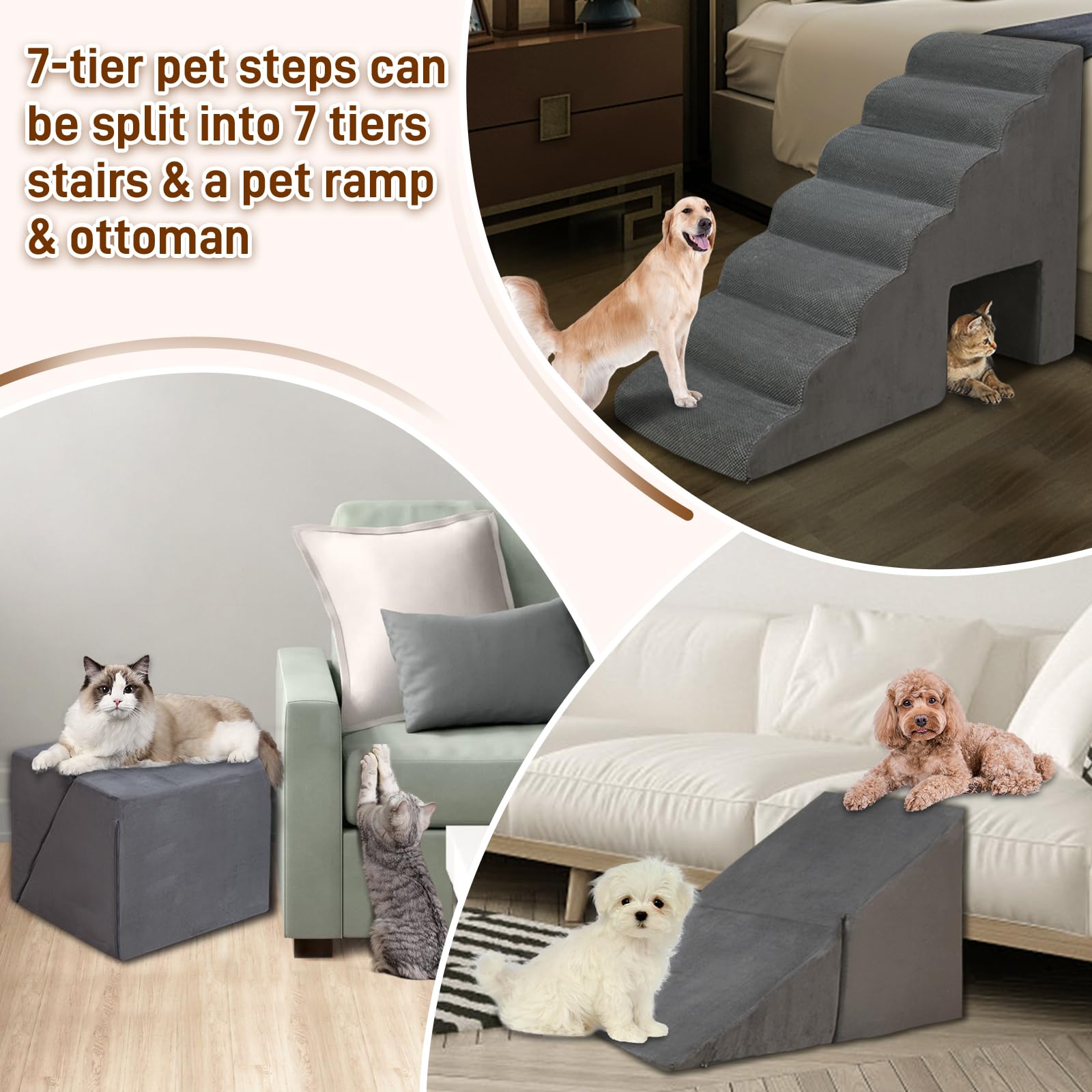LitaiL dog stairs silicone paw bottom adds non-slip grip during climbs