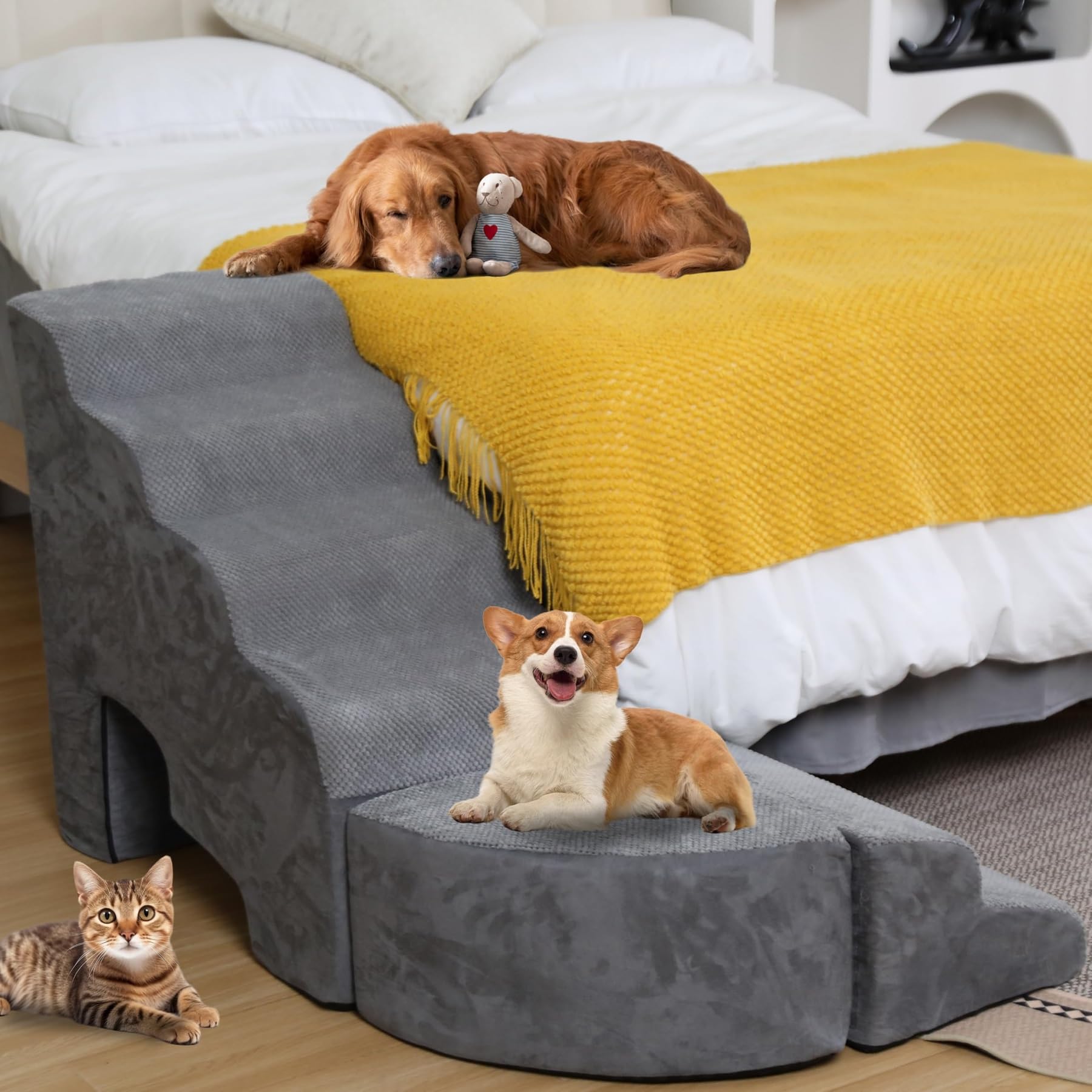 LitaiL dog stairs stability base grip highlights non-slip bottom for steady footing
