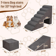 LitaiL dog stairs with extra-wide deep steps to reduce jumping pressure