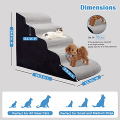 LitaiL curved 5-step stairs aid small dogs on couches.