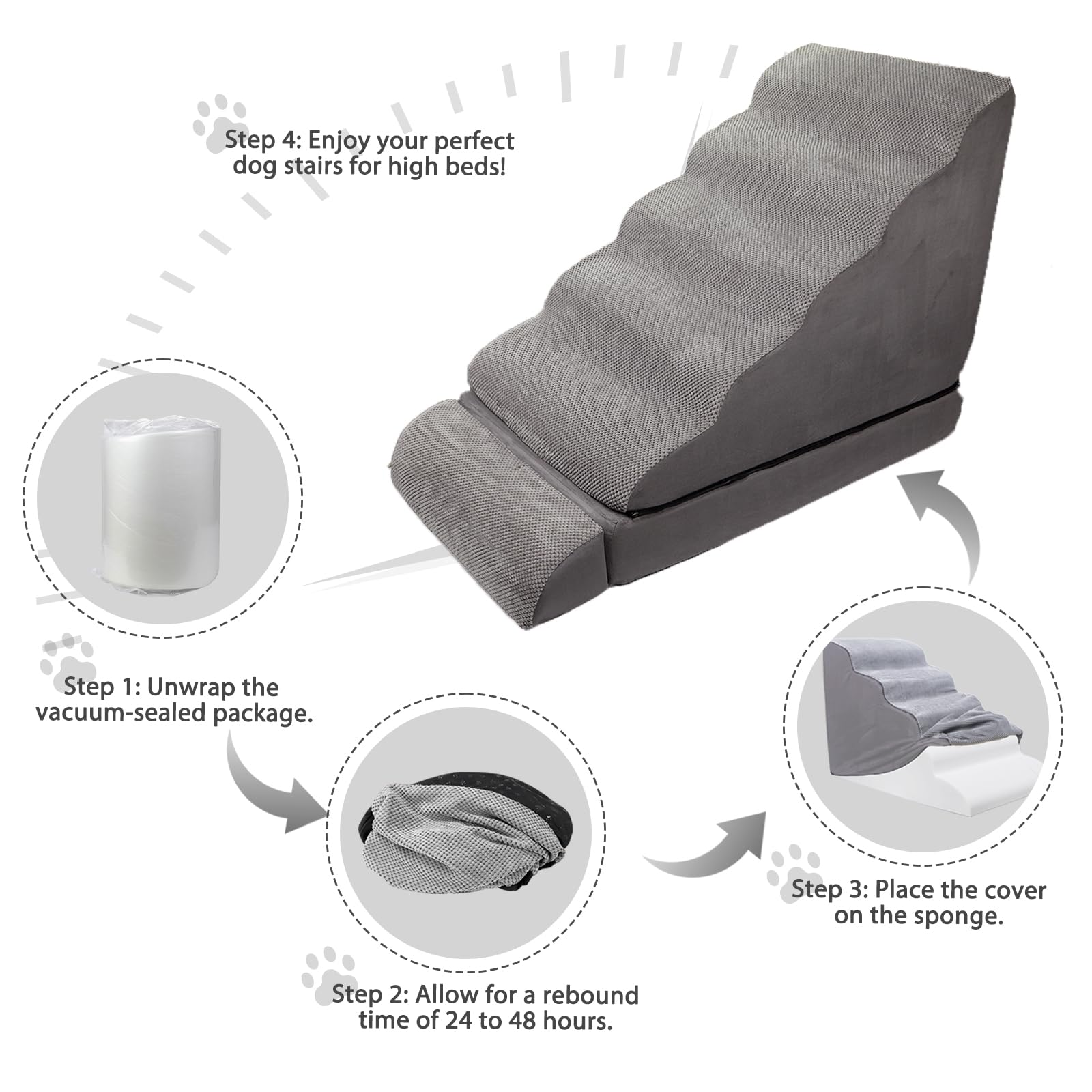 LitaiL dog stairs living room setup beside sofa for easy testing