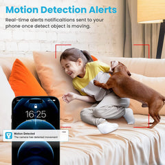 Litokam 2K indoor camera pan-tilt feature reveals hidden corners.