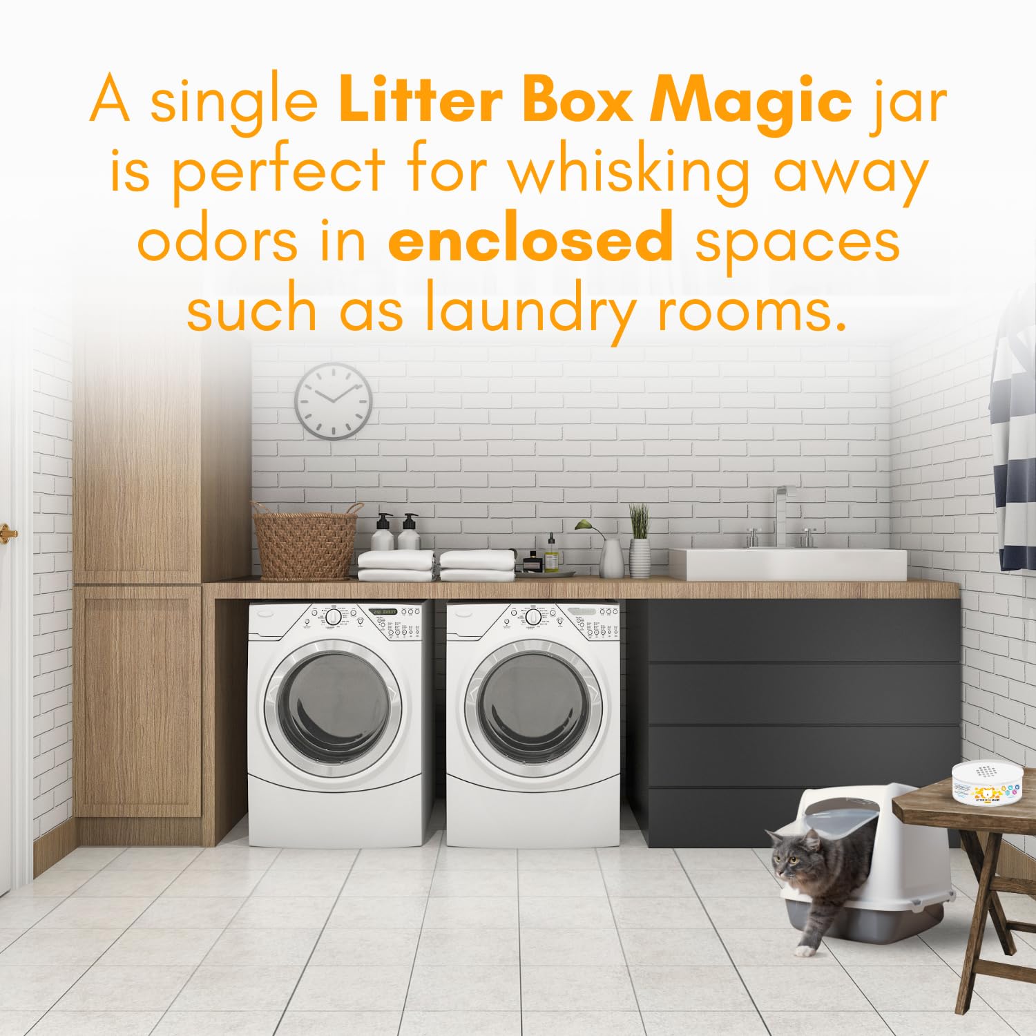 Litter Box Magic bathroom-use suited for enclosed spaces for steady freshness.