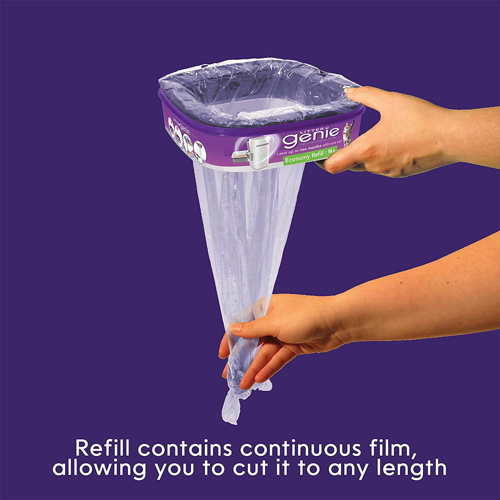 Litter Genie cartridge being inserted easily for hassle-free setup.