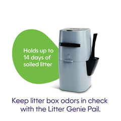 Litter Genie lock steps demonstrate easy three-step odor containment at home.