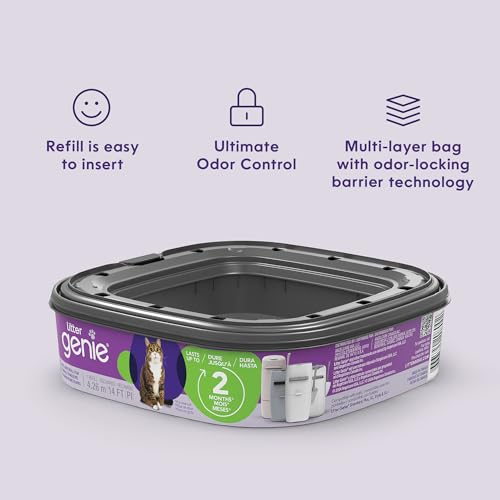 Litter Genie odor-barrier technology illustrates multi-layer bags locking away smells.