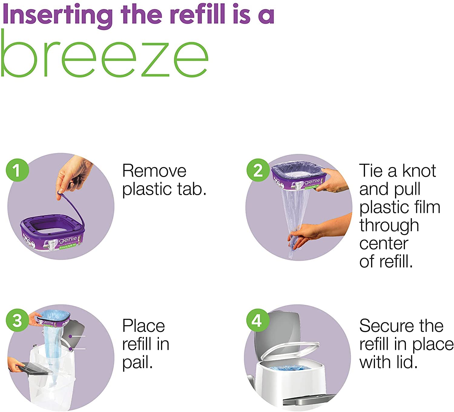 Litter Genie pail setup enabling odor containment between uses.