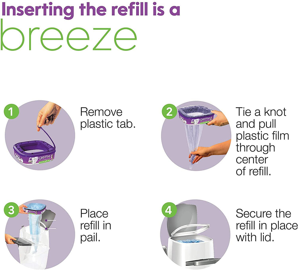 Litter Genie pail setup enabling odor containment between uses.