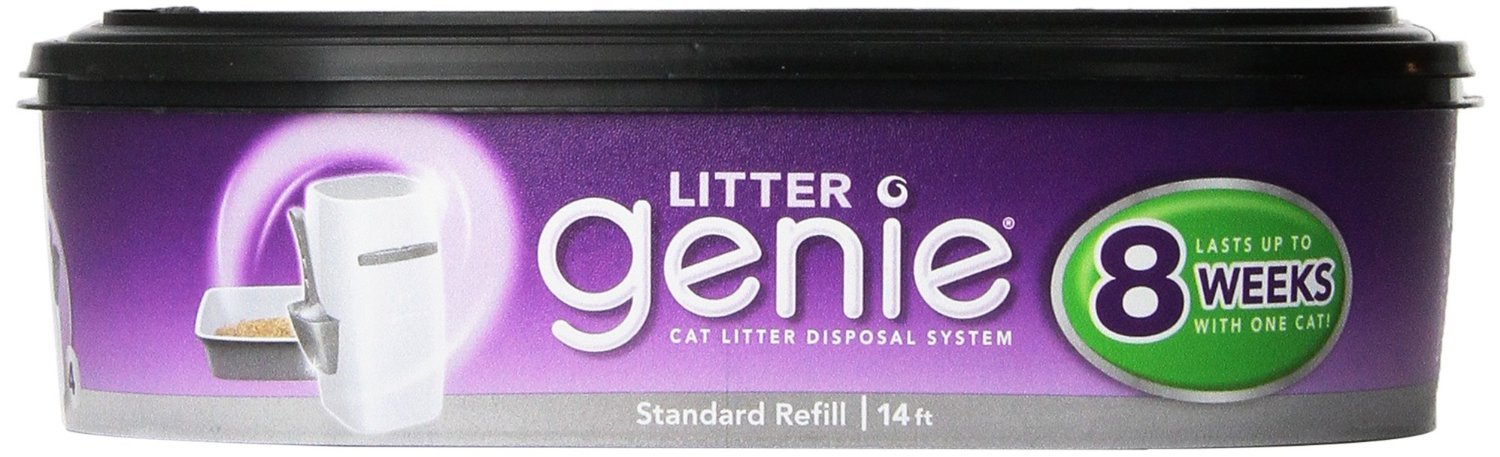 Litter Genie Refill 3 Pack packaging highlights mess-free setup for busy households.