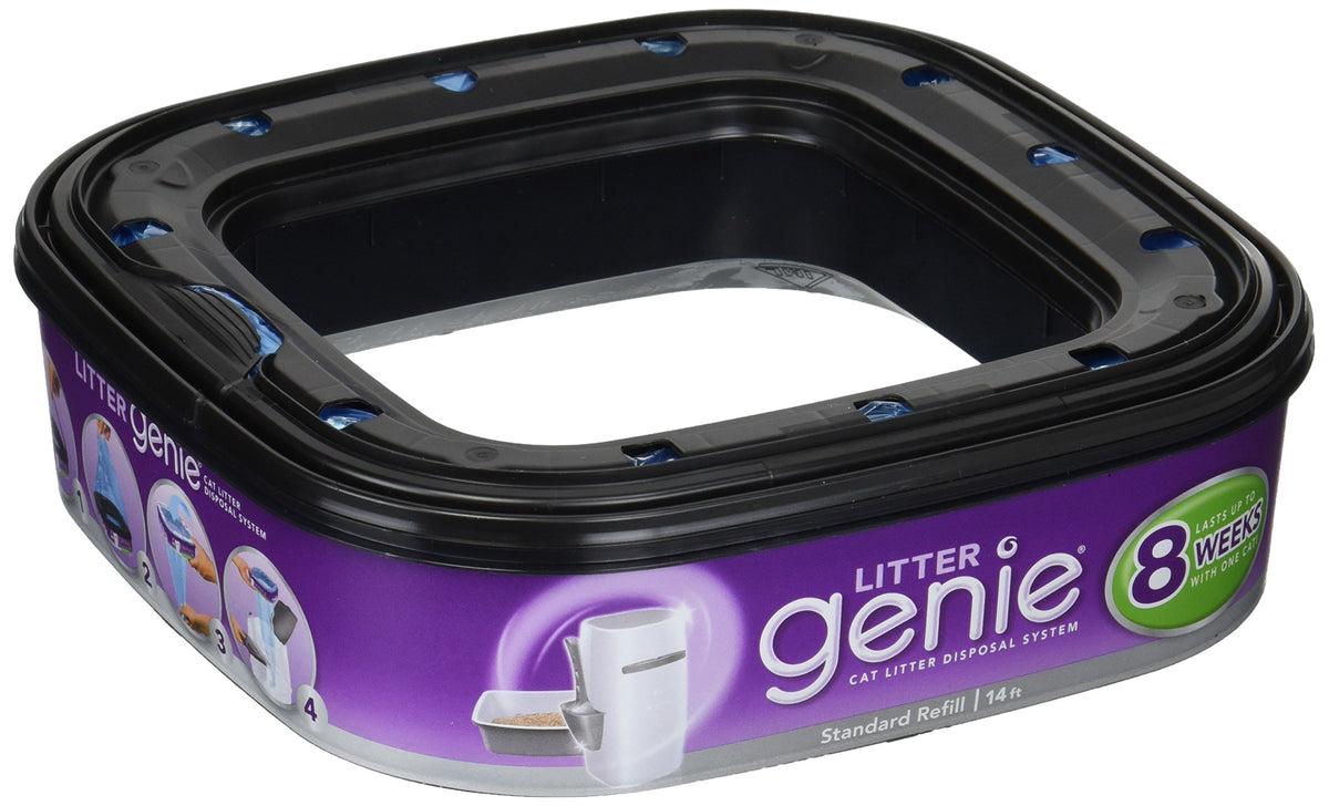 Litter Genie refill 6-pack bags ready for replacement, supporting steady odor control.