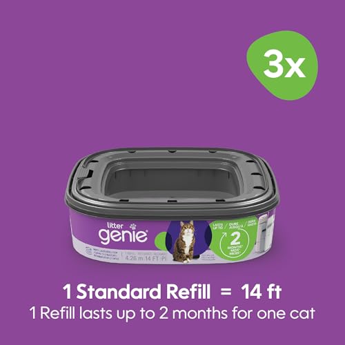 Litter Genie square refill cartridge demonstrated for quick, tidy bag replacements.