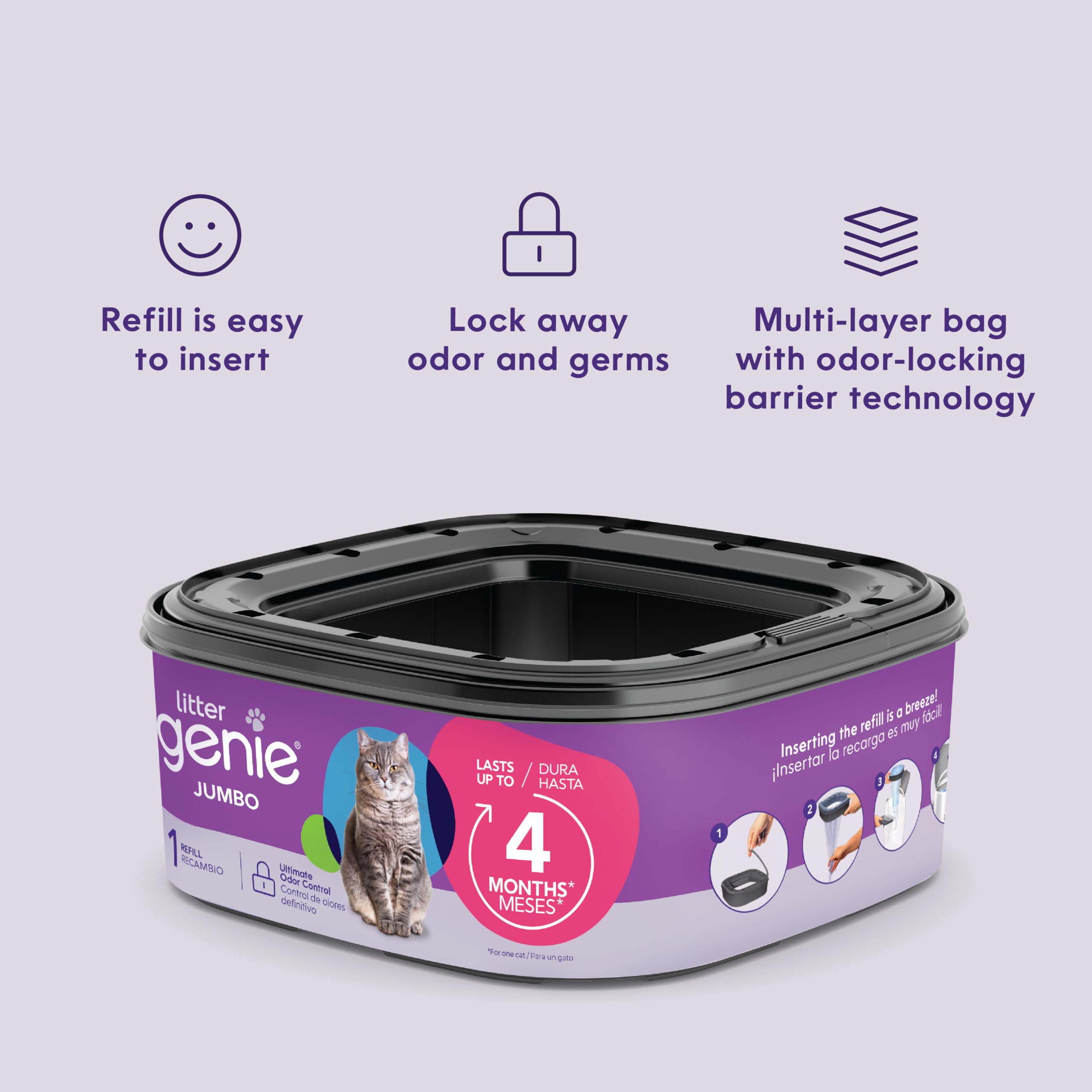 Tecnología multicapas de Litter Genie bloquea olores.