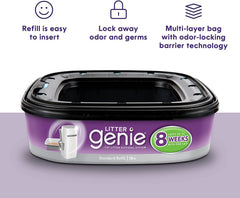Litter Genie ultimate cat litter disposal system purple package for odor control.