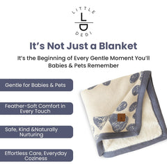 Little Dedi receiving-blanket demonstrates organic cotton versatility, gentle for babies and pets alike.