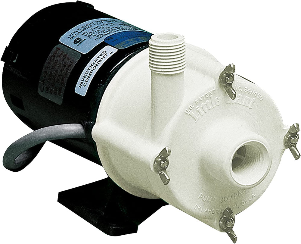 Little Giant 2-MDQX-SC pump exterior showing compact inline design for reliable flow.
