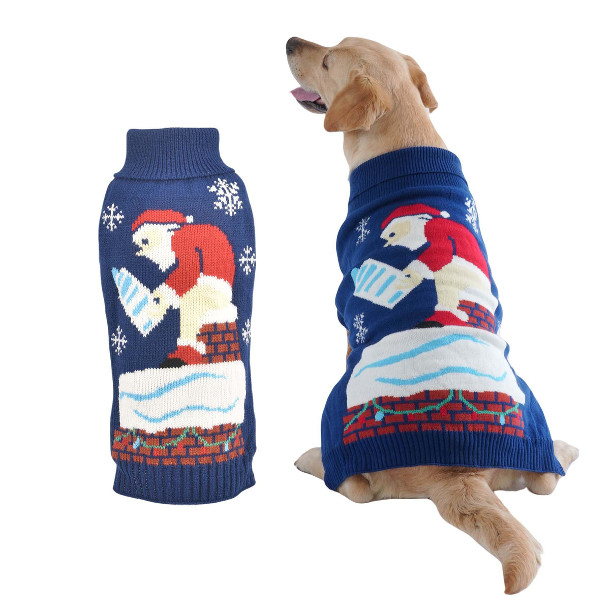 Littledropet dog ugly Christmas sweater front view ideal for festive photos